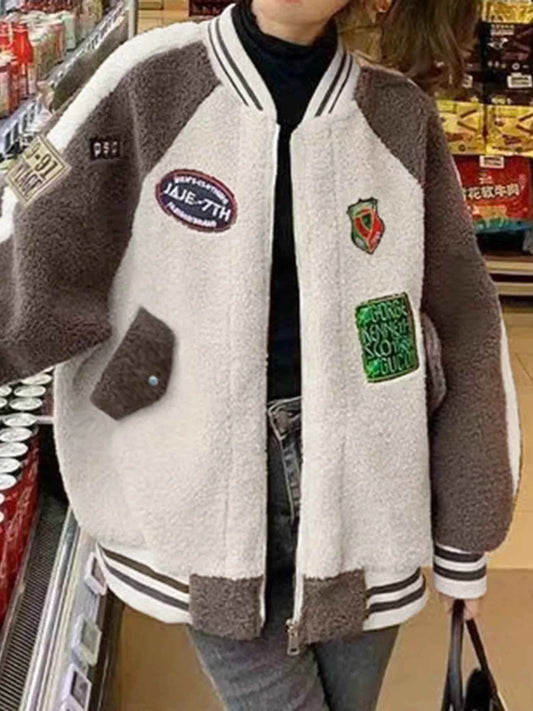 Sarah Express Women's Zip Up Fleece Jacket Raglan Sleeve Lightweight Outerwear Khaki One Size