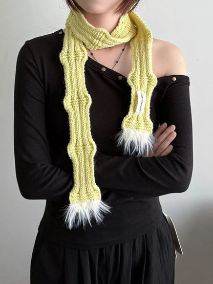 Sarah Express Women's Knitted Plush Trim Scarf
