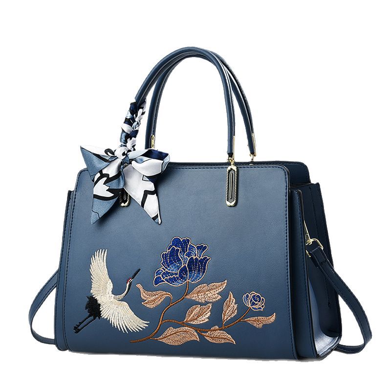 Sarah Express Chinese Embroidered Crane Crossbody Tote Bag for Women - Fashion Handbag with Multiple Compartments