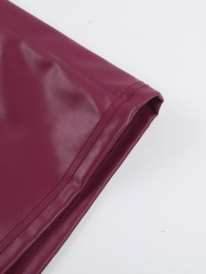 Sarah Express Women's Sleeveless Faux Leather Bodycon Maxi Dress with Back Lace Up