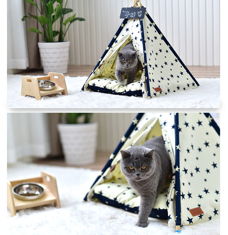 Sarah Express Portable Washable Pet Teepee Tent - Dog Bed Cat House Indoor Outdoor