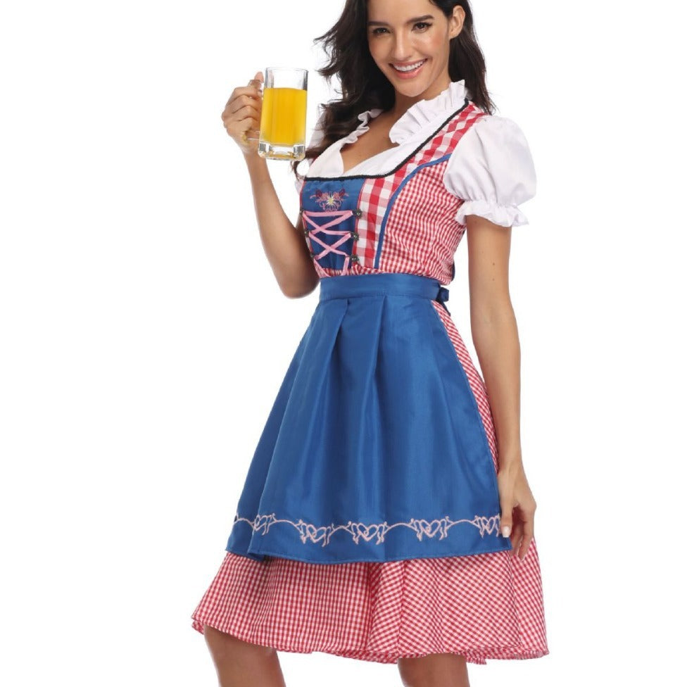 Sarah Express Women's Oktoberfest Dirndl Costume Bavarian Dress with Apron and Ribbon