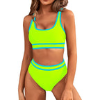 Sarah Express Women's Two-Piece Bikini Set - Tight-Fit Solid Color Swimsuit for Beach Swimming