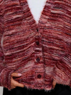 Sarah Express Women's Fuzzy Button Down Chunky Cardigan