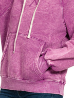 Sarah Express Women's Acid Wash Fleece Hoodie | Kangaroo Pocket | Cotton Blend | S-L
