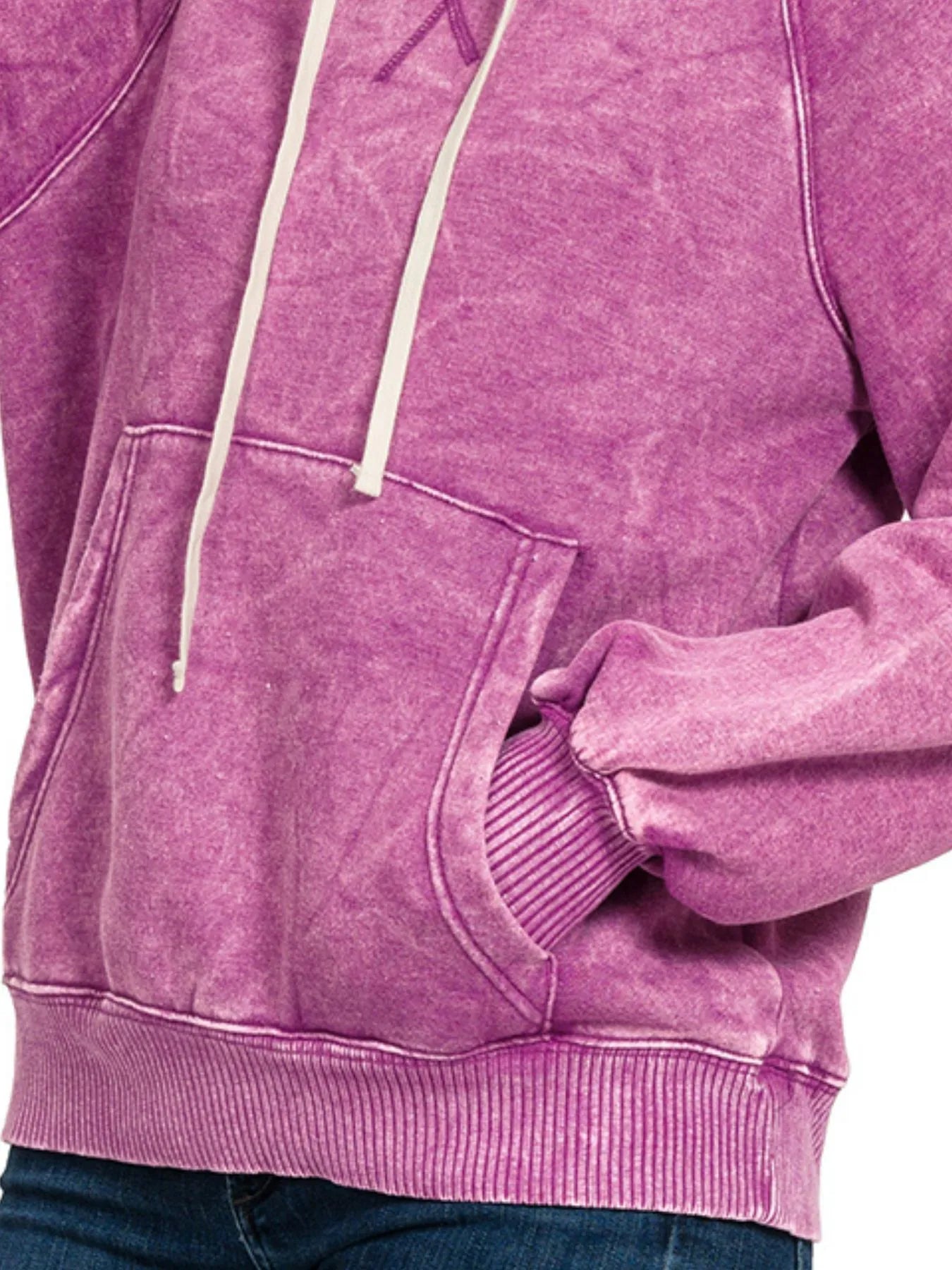 Sarah Express Women's Acid Wash Fleece Hoodie | Kangaroo Pocket | Cotton Blend | S-L