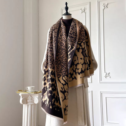 Sarah Express Women's Leopard Print Winter Scarf Mocha One Size