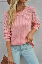 Sarah Express Women's Hollow-Out Puffy Sleeve Knit Sweater