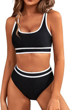 Sarah Express Women's Two-Piece Bikini Set - Tight-Fit Solid Color Swimsuit for Beach Swimming
