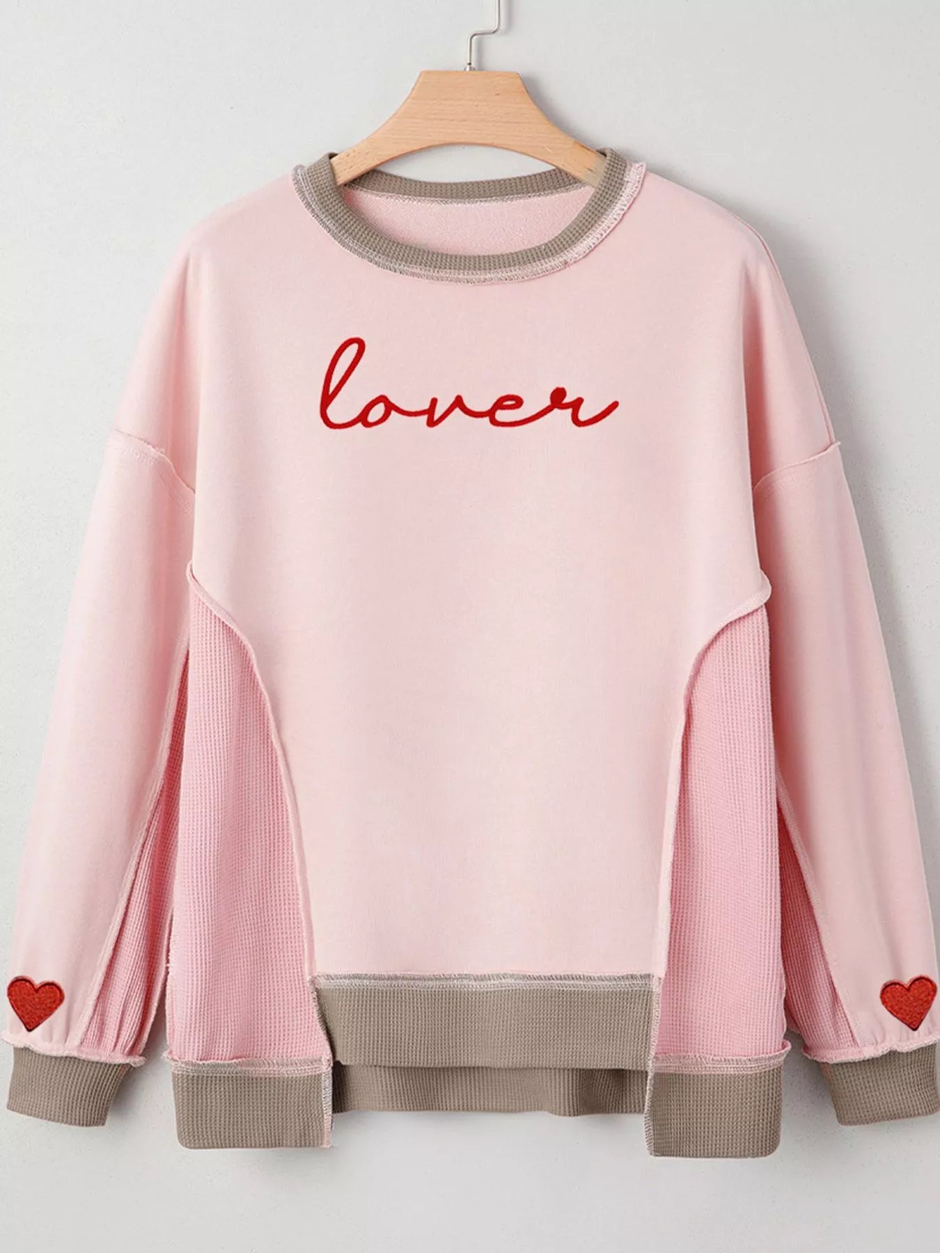 Sarah Express Women's Color Block Patchwork Embroidered Letter Sweatshirt
