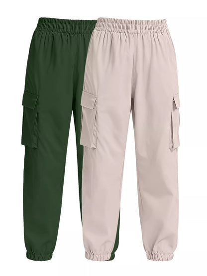 Sarah Express Women's 2 Piece Elastic Waist Cargo Pants Set
