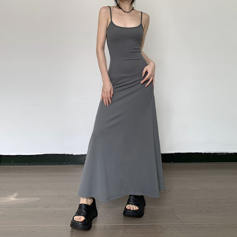Sarah Express Women's High Waist Slim Fit Cami Strap Maxi Dress