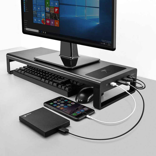 Sarah Express Aluminum Wireless Charging Keyboard Stand with USB 3.0 Hub