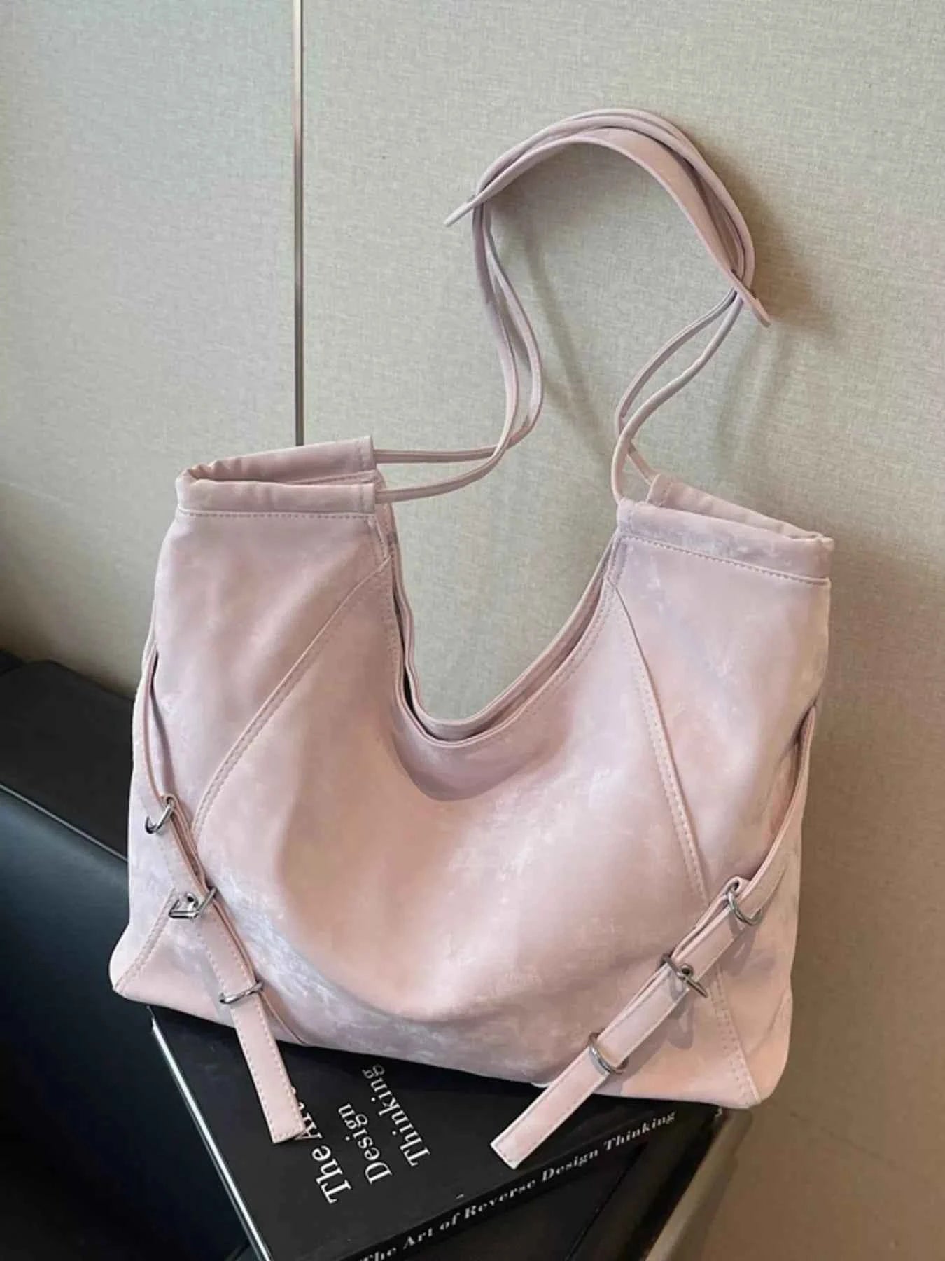 Sarah Express Women's Faux Leather Tote Bag - Large Shoulder Bag Handbag Pink ONESIZE