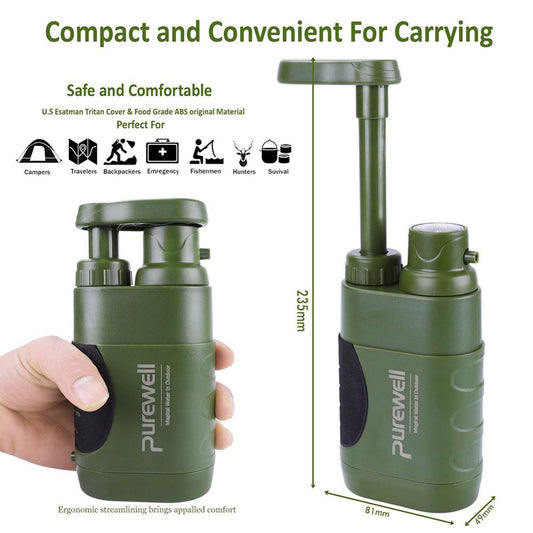 Sarah Express Portable Water Filter Purifier for Camping Hiking Emergency Survival - 3000L Capacity