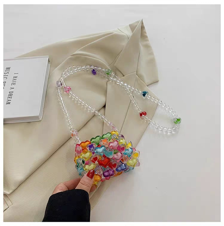 Sarah Express Beaded Pearl Crossbody Bag - Handmade Heart Tote Handbag for Women Loving Crossbody