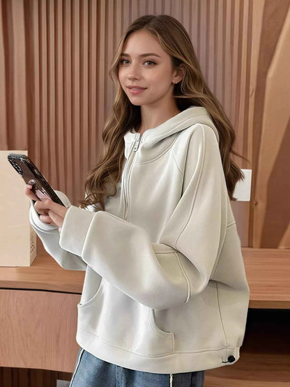 Sarah Express Women's Half-Zip Hoodie with Pockets - Casual Long Sleeve Pullover