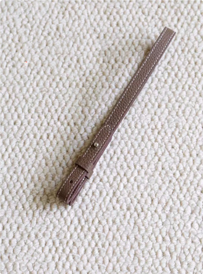 Sarah Express Genuine Leather Bag Strap Replacement – Adjustable Spaghetti Shoulder Strap with Gold & Silver Stud Detail Elephant gray with silver