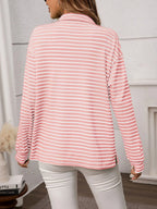 Sarah Express Women's Striped Button Up Long Sleeve Shirt