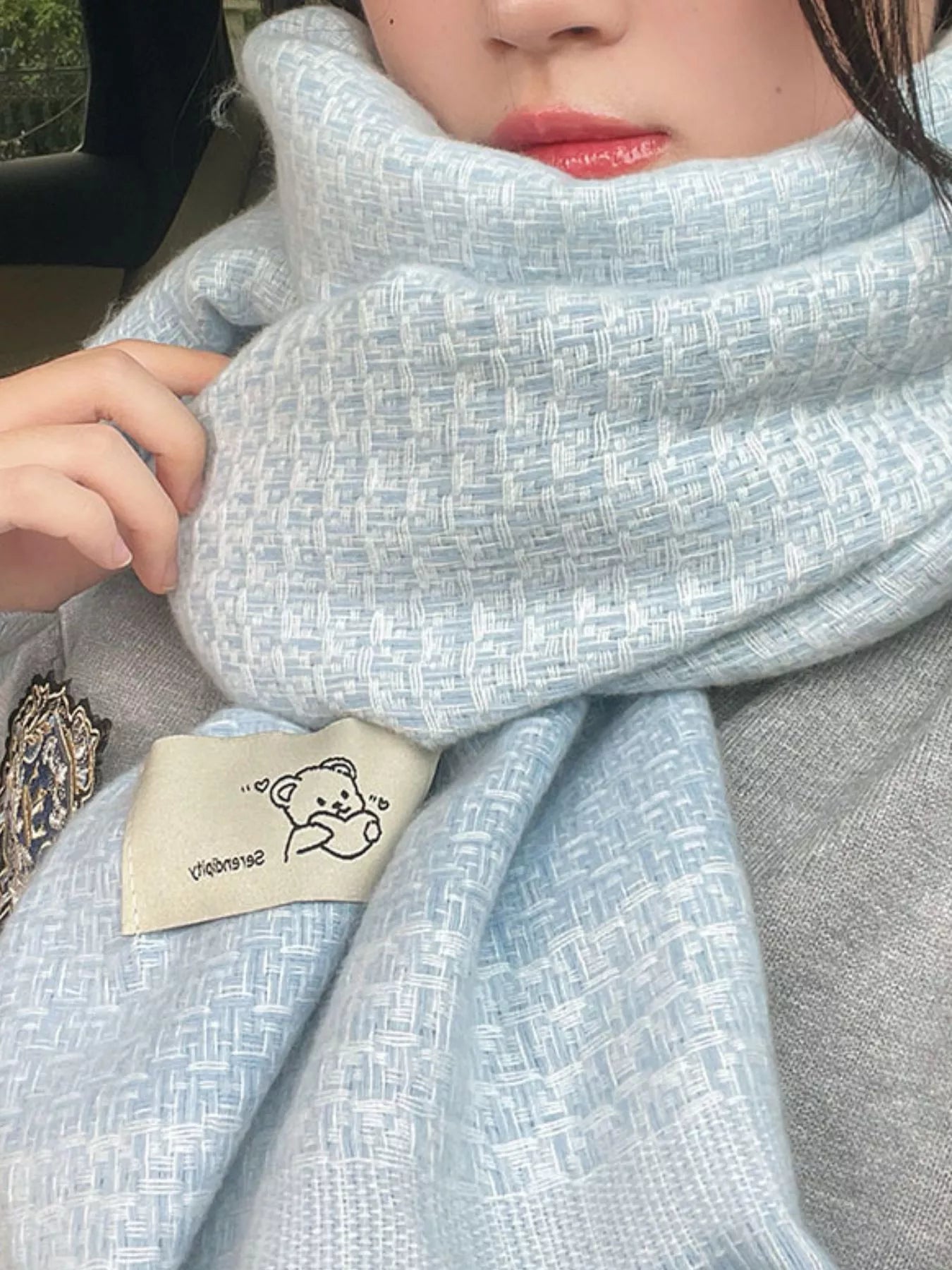 Sarah Express Women's Raw Hem Scarf Blue ONESIZE