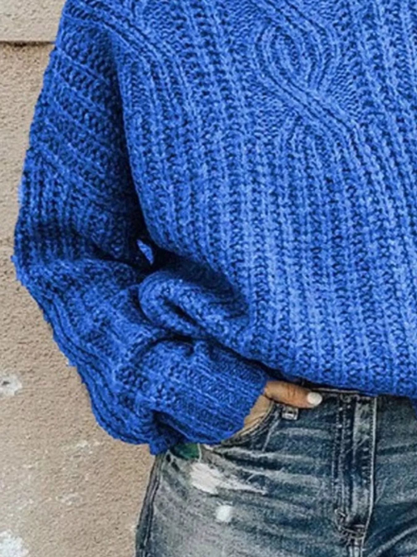 Sarah Express Women's Turtleneck Cable-Knit Sweater Plus Size Long Sleeve