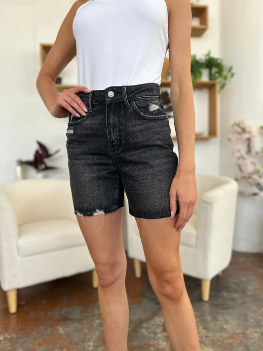 Sarah Express Women's High Waist Rigid Magic Denim Shorts - Premium Judy Blue