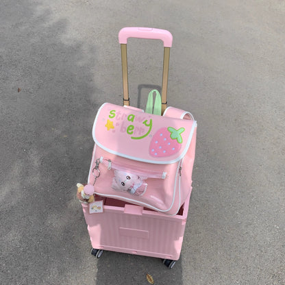 Sarah Express Japanese Anime Pain Bag Large Capacity PU Leather Backpack – Kawaii Campus Style Pink