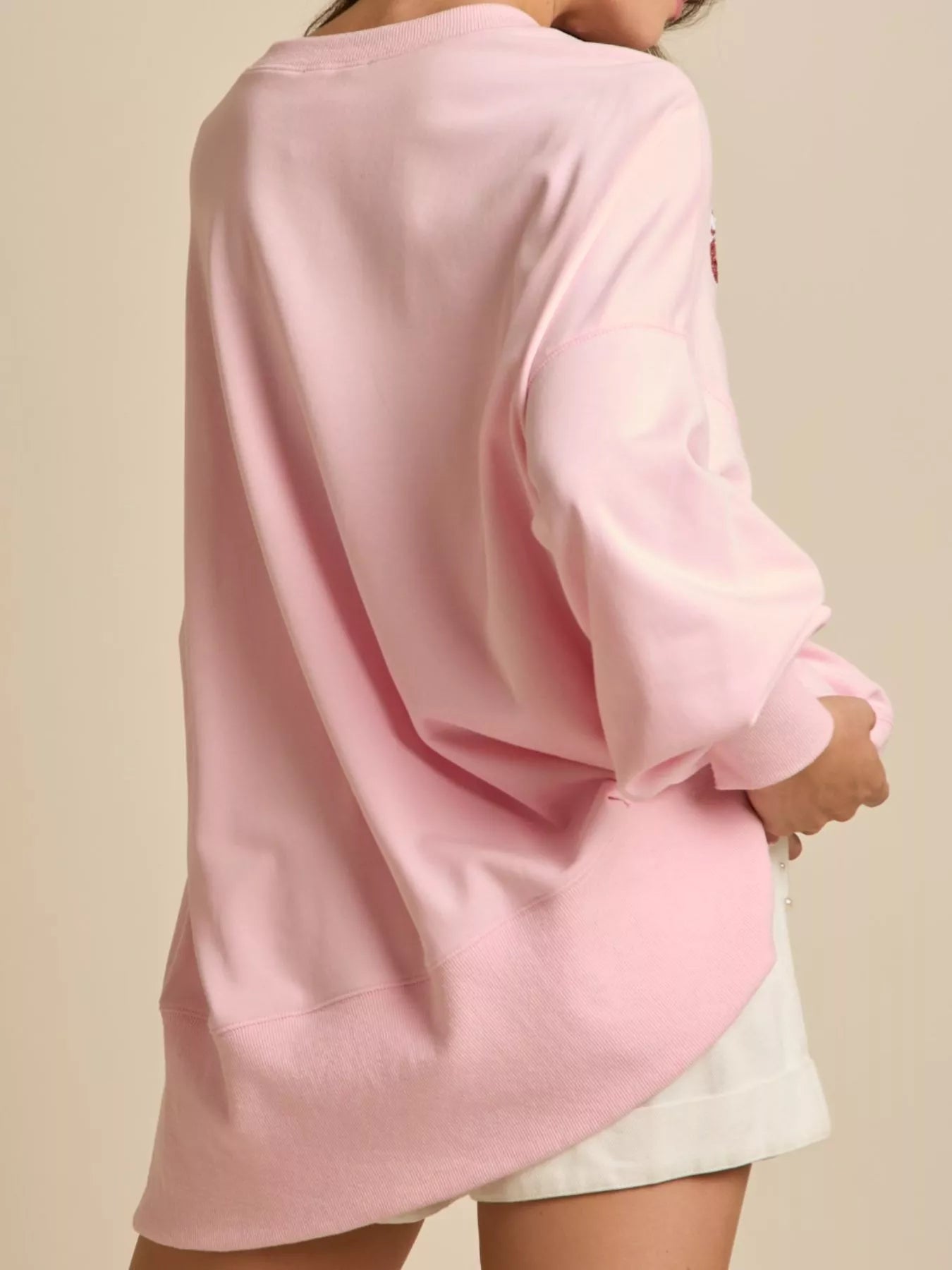 Sarah Express Women's Lips Round Neck Dropped Shoulder Sweatshirt