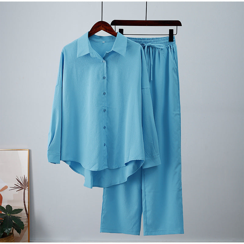 Sarah Express Women's Elegant Long Sleeve Blouse and Pants Two-Piece Professional Set