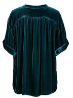 Sarah Express Women's Ruched Round Neck Short Sleeve Shirt