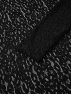Sarah Express Women's Leopard Pattern Sheer Mesh Long Sleeve Top