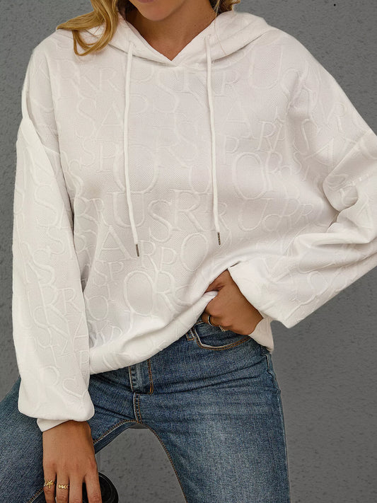 Sarah Express Women's Embossed Lettering Casual Hoodie Plus Size