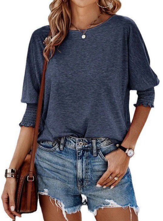 Sarah Express Women's Loose Round Neck T-Shirt Rayon Cotton Blend