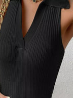 Sarah Express Women's Polo Collar Sleeveless Tank