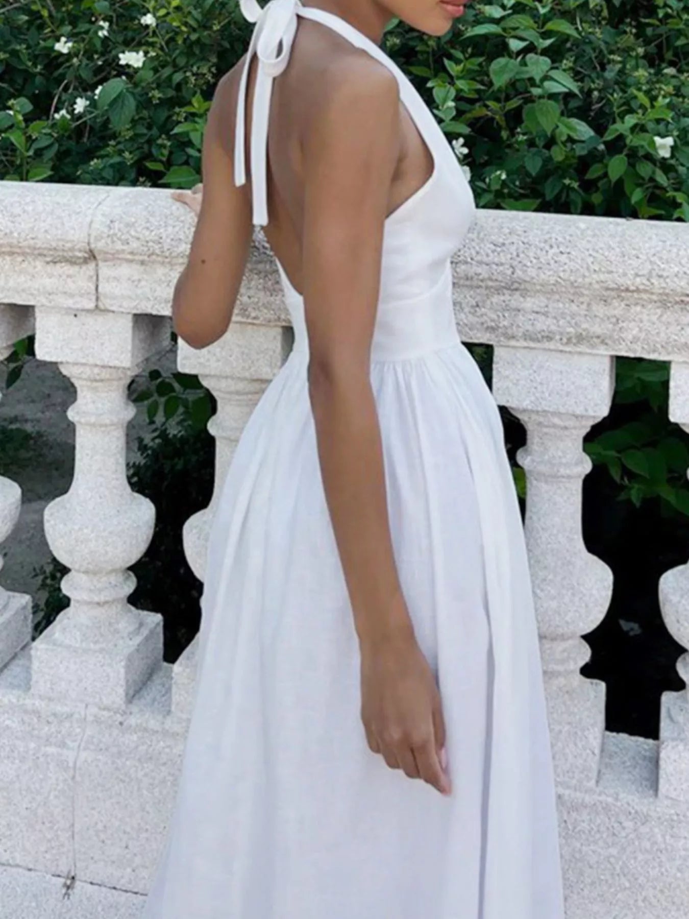 Sarah Express Women's Halter Neck Flowy Maxi Dress