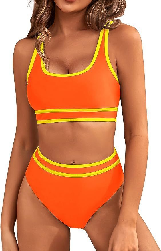 Sarah Express Women's Two-Piece Bikini Set - Tight-Fit Solid Color Swimsuit for Beach Swimming
