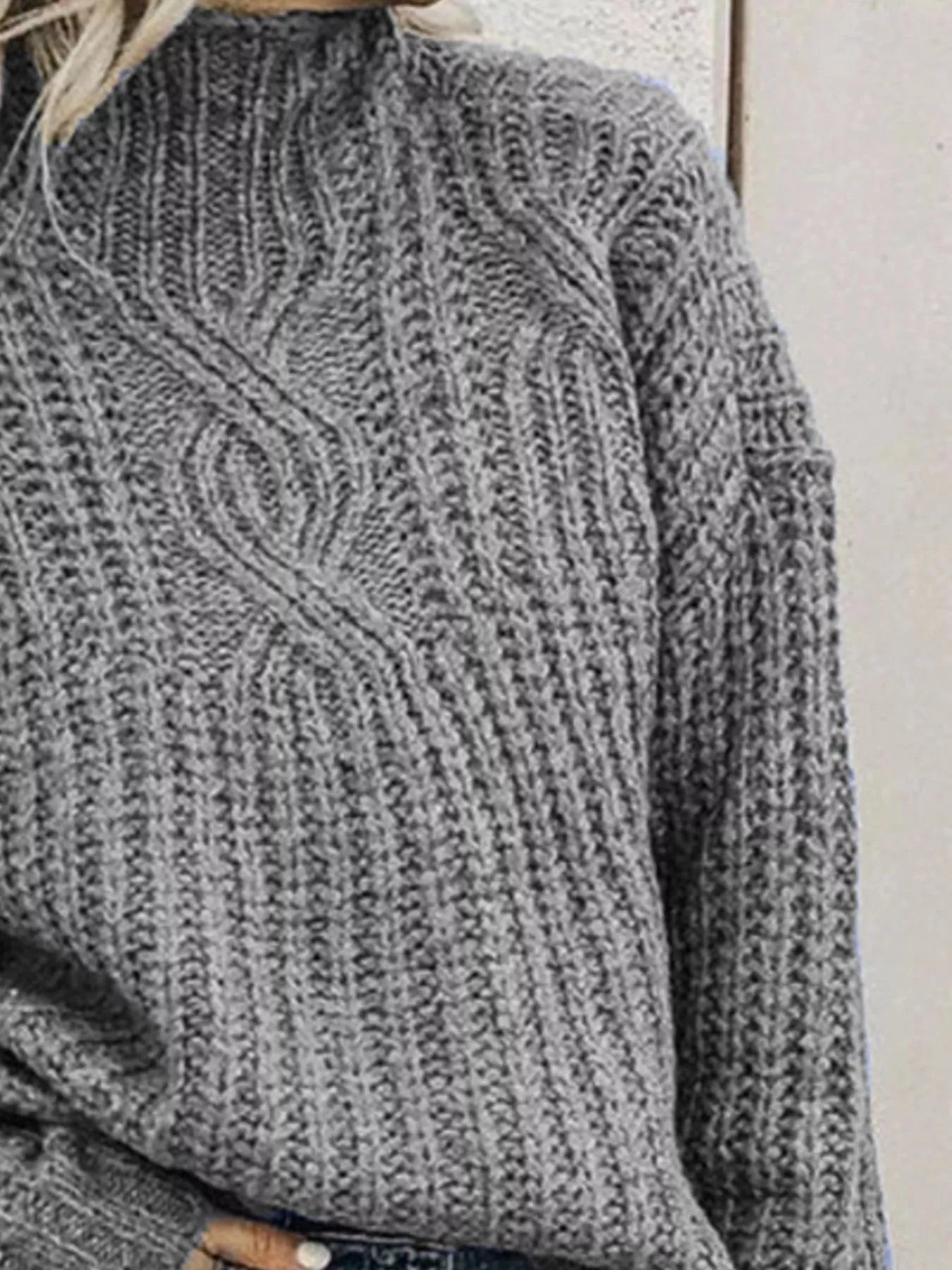 Sarah Express Women's Turtleneck Cable-Knit Sweater Plus Size Long Sleeve