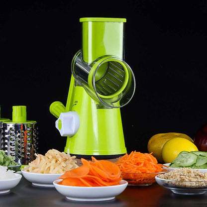 Sarah Express 3-in-1 Rotary Vegetable Slicer Mandoline Grater - Stainless Steel Blades for Potato, Carrot, Cheese Green China