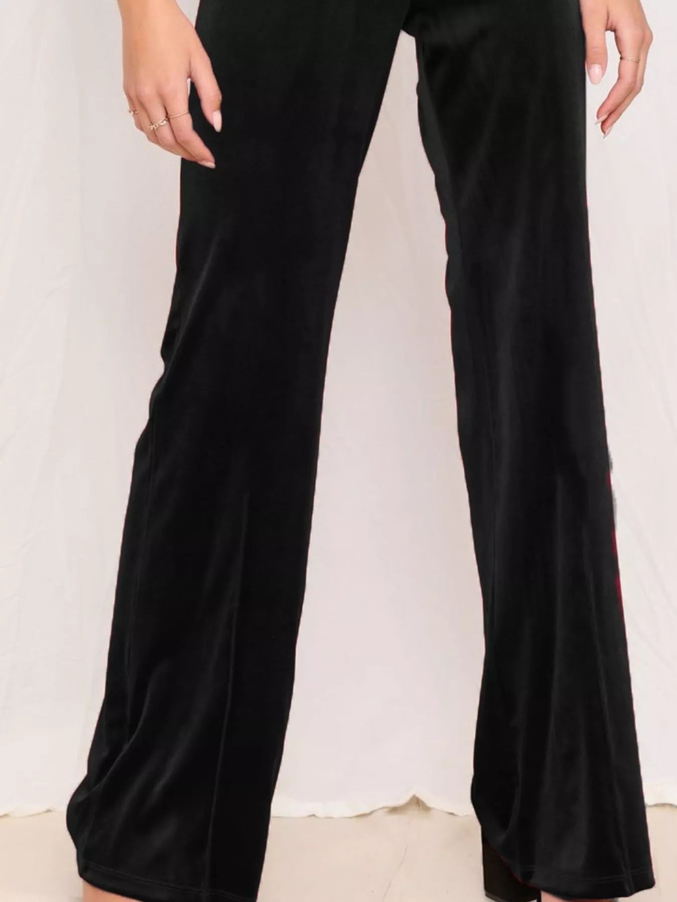 Sarah Express Women's Velvet Wide Leg Pants - High Waist Palazzo Trousers Plus Size