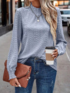 Trendsi Eyelet Long Sleeve Blouse