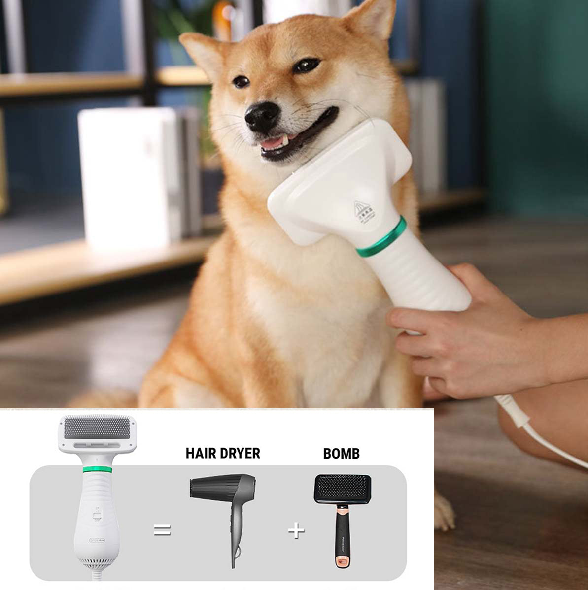 Sarah Express 2-in-1 Pet Hair Dryer Brush Comb for Dogs & Cats