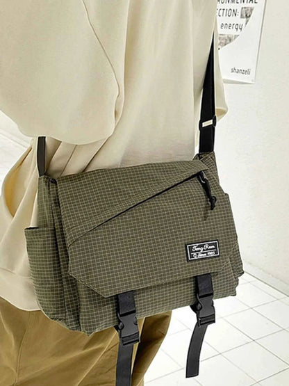 Plaid Buckle Flap Crossbody Bag