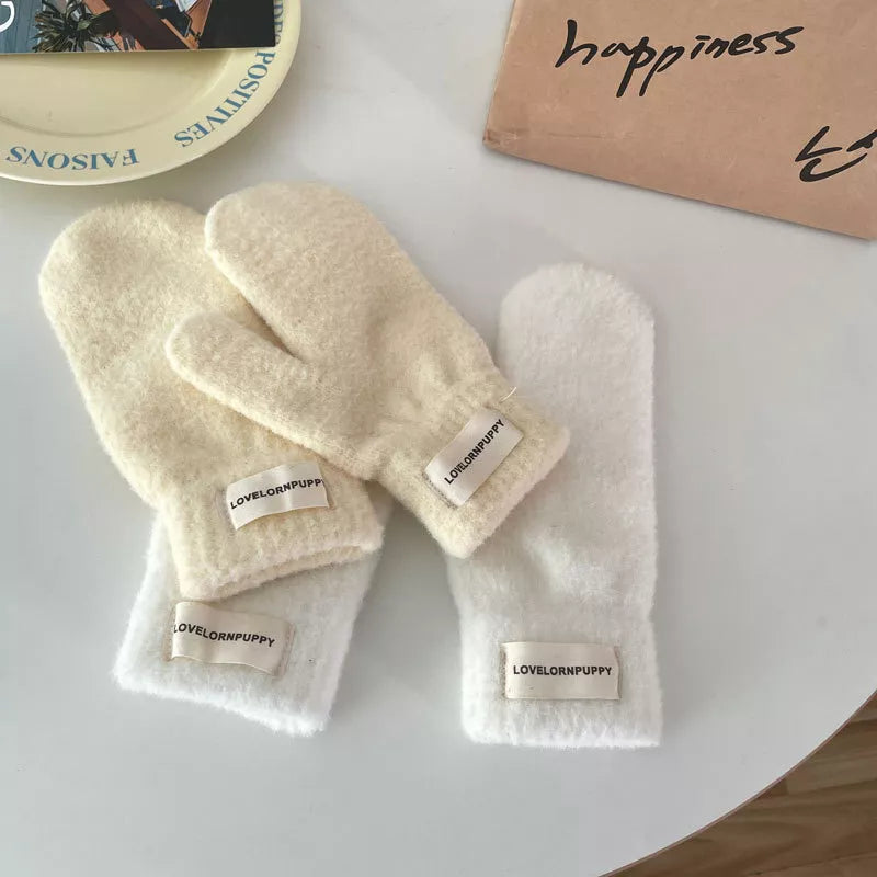 Sarah Express Women's Warm Plush Knitted Mitten Gloves - Faux Cashmere Winter Mittens