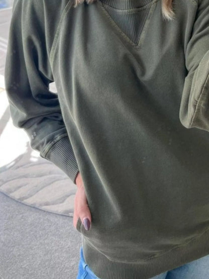 Sarah Express Women's Crew Neck Raglan Sleeve Sweatshirt - Casual Pullover Top