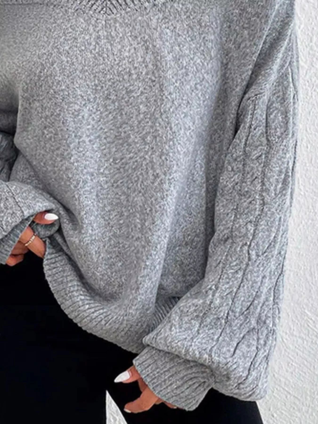 Sarah Express Women's Cold Shoulder Turtleneck Cable-Knit Sweater