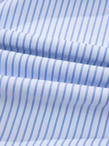 Sarah Express Women's Stripe Floral Embroidered Tunic Blouse - Billowy Sleeve Baggy Shirt