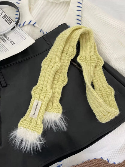 Sarah Express Women's Knitted Plush Trim Scarf