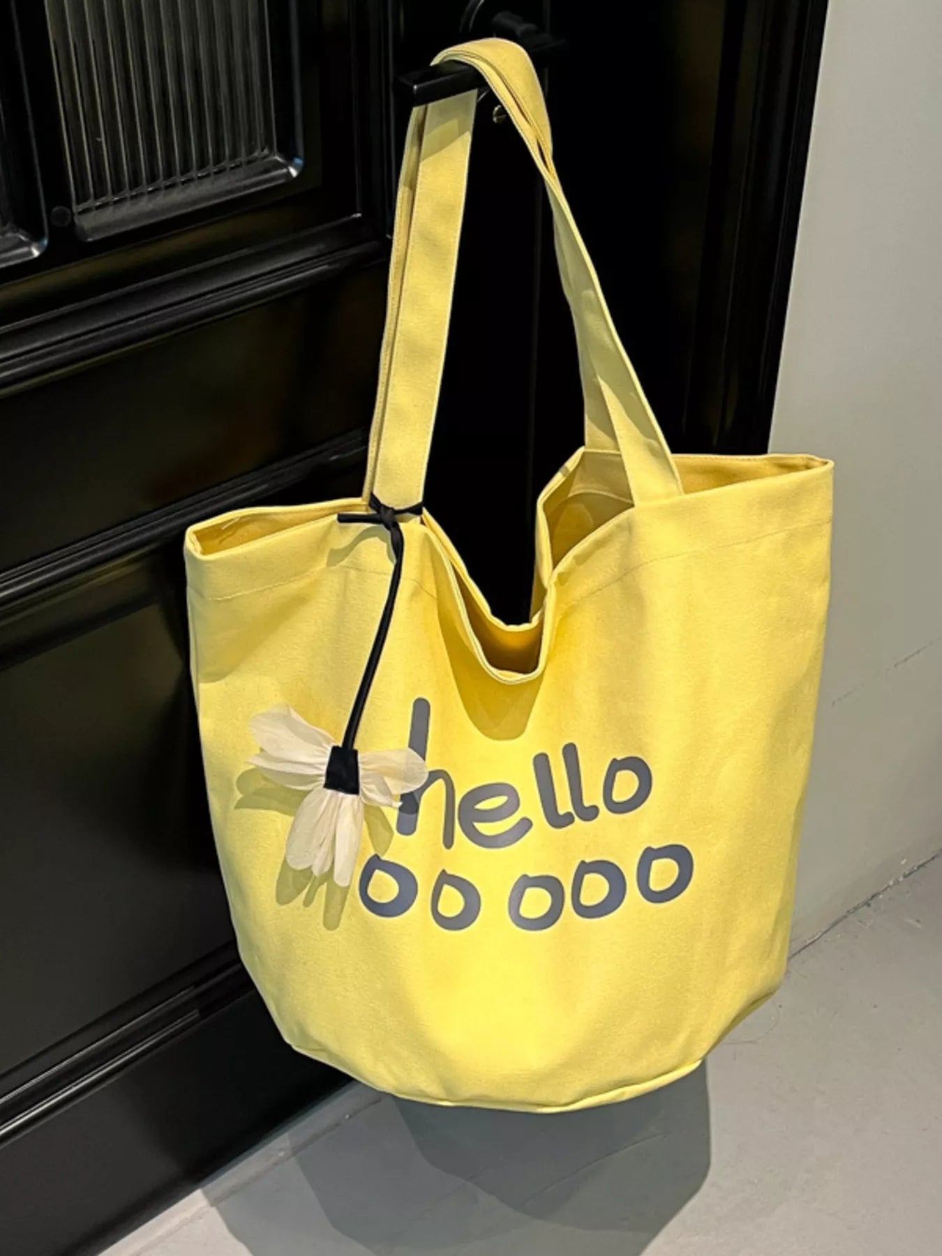 Sarah Express Women's Letter Canvas Tote Bag Yellow ONESIZE