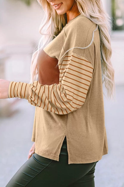 Sarah Express Women's Colorblock Striped Bishop Sleeve Top