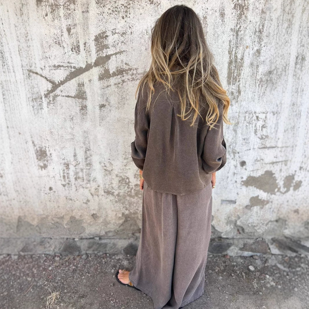 Women's Professional Lapel Cardigan Blazer and Pants Suit Set